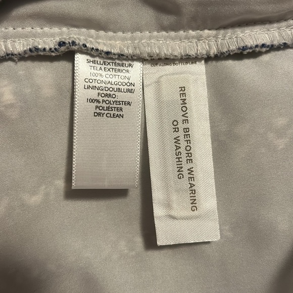 LOFT Blue and White Cotton Striped Tweed Wrap Skirt fringe hem Size 14 - Picture 10 of 11